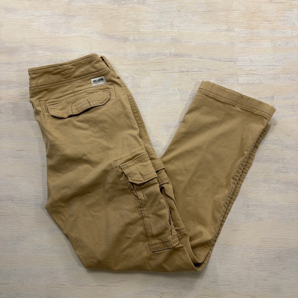 Hollister Cargo Pants Straight Leg Utility Pockets Khaki Tan Mens 31x30